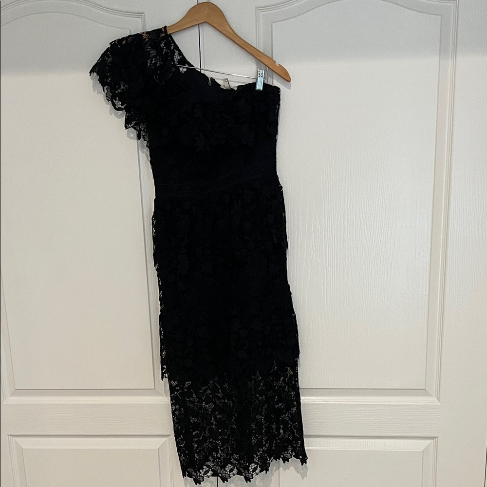 Joie Black Lace One-Shoulder Dress